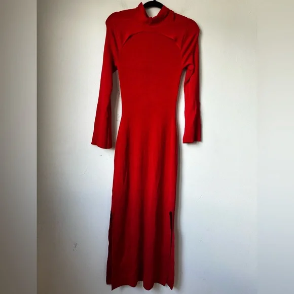 FARM RIO Elegant Red Long Sleeve Dress - Picture 7 of 9